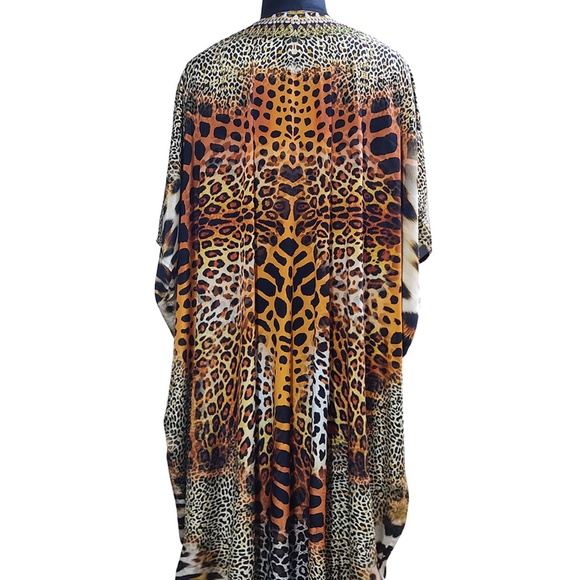Leopard Print Kaftan-Animal Print Kaftan Dress New Caftans - Picture 2 of 5